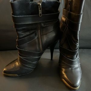 Joie black leather booties with strap detail - Sz 10